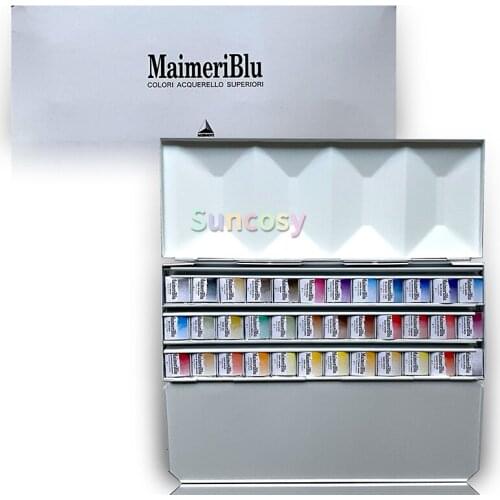 MaimeriBlu Premium Artist Quality Solid Watercolor Pans , Beautiful Blue Hummingbird,12 16 24 36 Colors Set