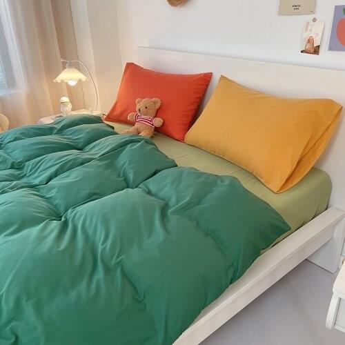 Classic Simple Bedding Set 7 Size Emerald Green Pea Green Solid Bed Linen 4pcs/set Duvet Cover Sets Bed Sheet Side Home Textile