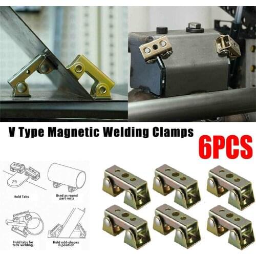 6pcs Welding Clamps V Type Magnetic Welding Jig Fixture Adjustable V Pads Fixture Holder Strong Welder Hand Tool For Door Window