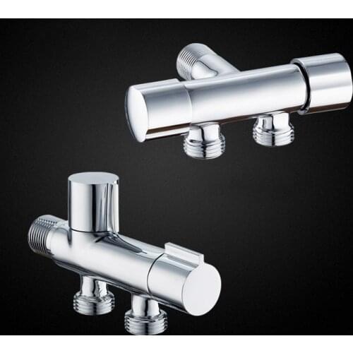 Bathroom Angle Valve Copper Double Outlet Valve G1/2 for Shower Head Toilet Sink Basin Water Heater Bidet Sprayer Angle Valve