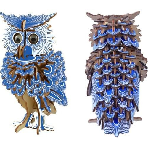 Fashion 3D Wooden Puzzle Toy Laser Cut Wooden Owl - DIY Model Kits for Children Self Assembling Gift