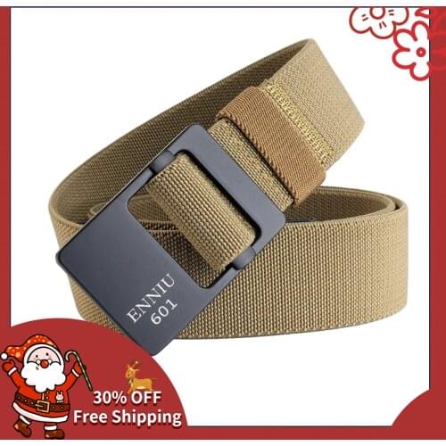 2021 Top Brand Fashion New Men Belts Leisure Outdoors Canvas Weave Elastic Waistbands Alloy Buckle 120cm*3.8cm Cinturon Hombre