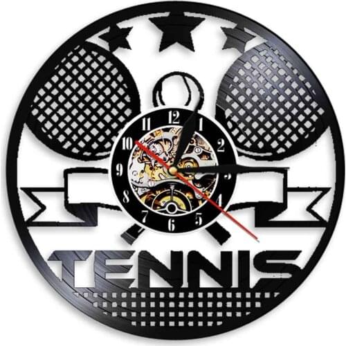 Tennis Wall Clock Tennis Wall Sigh 3D Wall Watch Clock Sport Vinyl Record Vintage Time Clock Modern Design Home Decor