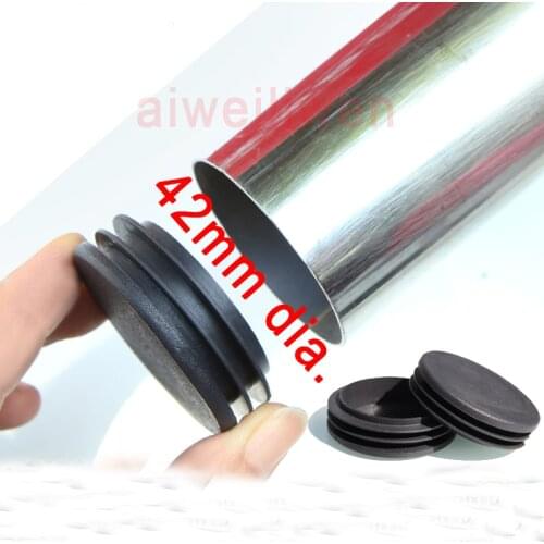 New 42mm dia. Stainless steel circular pipe plug round tube end cap core plug rubber floor mat foot pad Plastic head