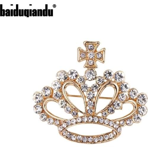 Baiduqiandu New Arrival Rhinestones Crown Broch Pins Fashion Dress Coat Accessories Cute Jewelry