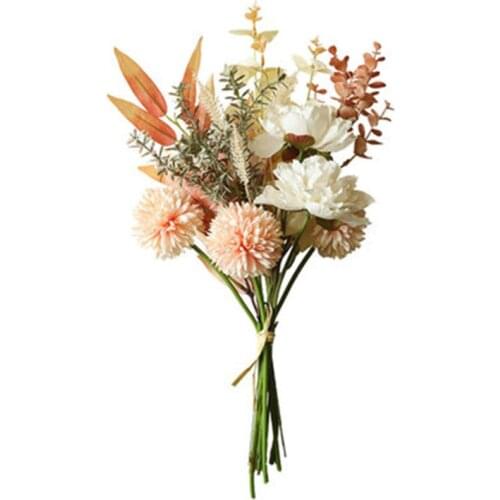 Dandelion Peony Hybrid Flower Bouquet Artificial Fake Autumn Flowers for Wall Home Decor Christmas Wedding Decoration