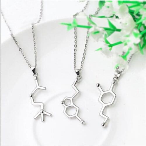Delicate pendant dopamine chemical friendship necklace women serotonin molecule necklaces pendants