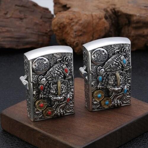 Men Women Birthday Gift Real 925 Sterling Silver Lighter Shell Model Inlaid Turquoise lucky brave troops accessorie Jewelry 2019
