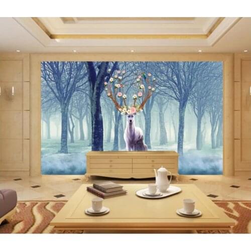 Custom photo wallpaper 3d murals wallpaper for walls 3 d Cartoon deer forest animal tv background wall papers for living room