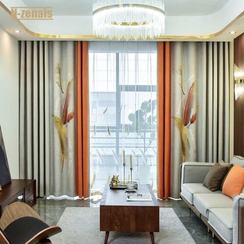 European Style Luxury Living Room Bedroom Semi Blackout Curtain Flower Embossed Seamless Stitching Curtains Cortina Cocina