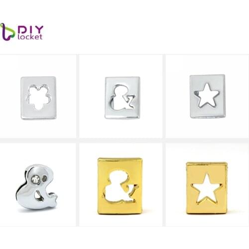 8MM Mix Style Hollow Slide Charms 10 pieces/lot Fit DIY Wristband & Bracelet LSSC93-182