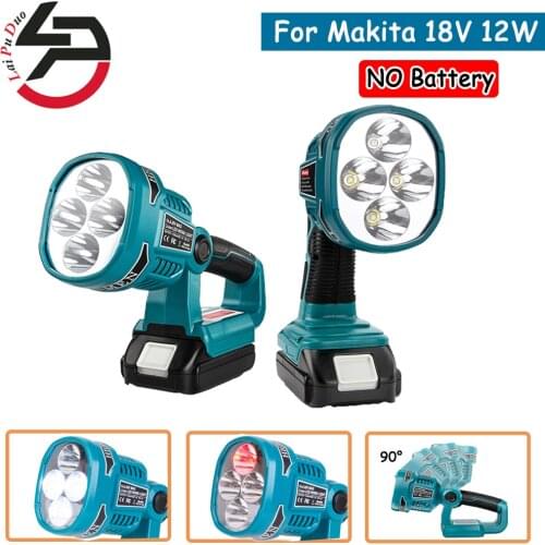 12W LED Lamp Flashlight For Makita 18V BL1430 BL1830(NO Battery,NO Charger)Lithium Battery USB Outdoor Lighting Work Light