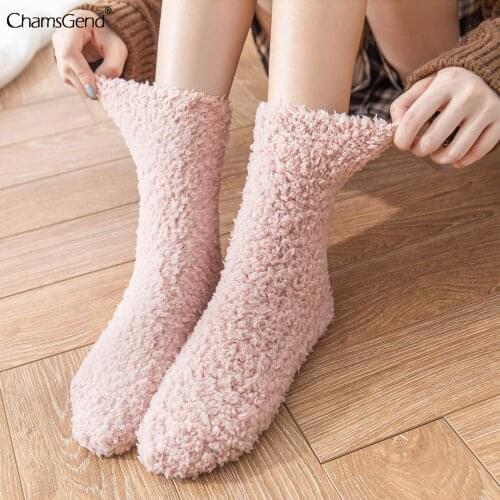 Warm Socks Women Plush Socks Female Coral Fleece Socks Floor Socks Womens Socks Woman Sox Home Sleeping Solid Color Socks
