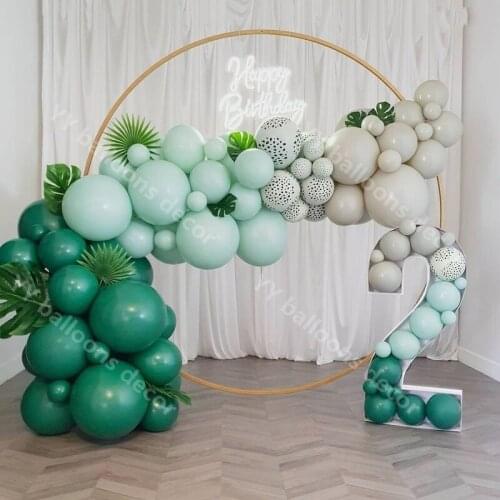 Balloons Garland Arch Chain Dot 110Pcs Dark Green Color Natural Sand Birthday Party Baby Shower Background Decoration Supplies