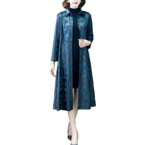 4XL Plus Size Korean Style Trench Coat For Women 2020 Autumn Single-breasted Middle Aged Womens Long Windbreaker Overcoat Y234