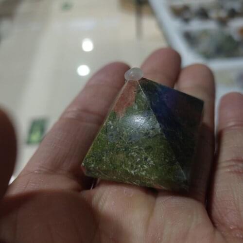 1pcs NATURAL Red and Green Treasure Crystal PYRAMID