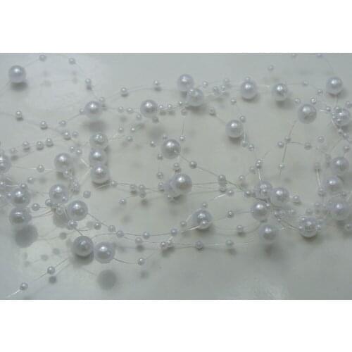 10 Strands of 1.2 Meter White Pearl Beaded Garland Wedding Bouquet Decoration Craft DIY