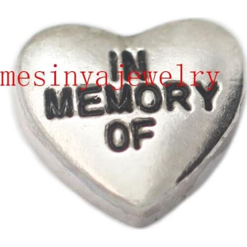 10pcs In Memory Of Custom Heart Shape Floating Charms For Glass Locket