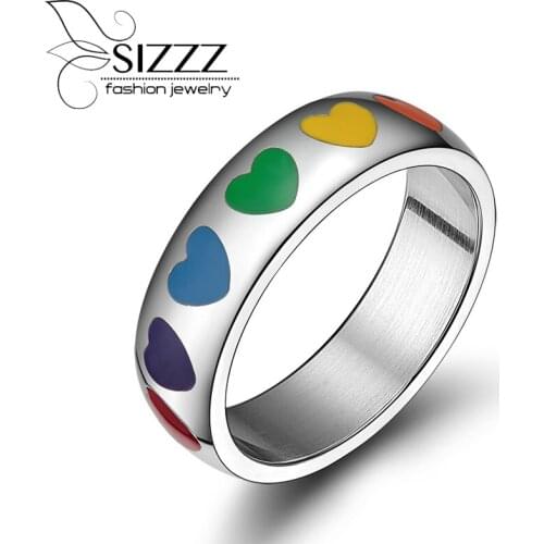 2017 Promotion Rushed Bands Trendy Men Metal Party Sterling Jewelry Ring Rainbow Rings For Fashion 316 Stainless Steel Jewelry