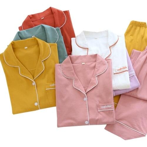 2021 Lovers Knitted Cotton Pajamas Multicolor Men And Womens Plus Size Stretch Set Simple Style Couples Home Clothes For Fall