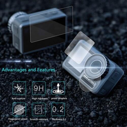 3Pcs Hd Film For Osmo Action Sport Camera Screen Protector Film Tempered Glass Camera Accessories