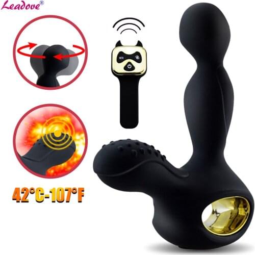 3 Speeds Rotating 10 Speeds Vibrating Wireless Heating Prostate Massager Anal Sex Toys Waterproof Anal Silicone Vibrator GS0294