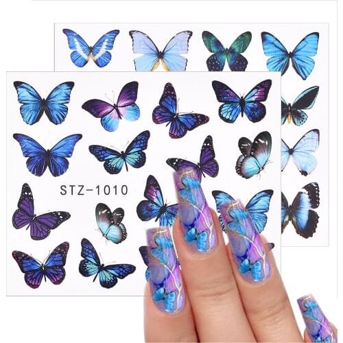 3D Holographics Nails Art Design Watercolor Butterfly Sliders Water Transfer Sticker Various Pattern Nail Decoration Manicure