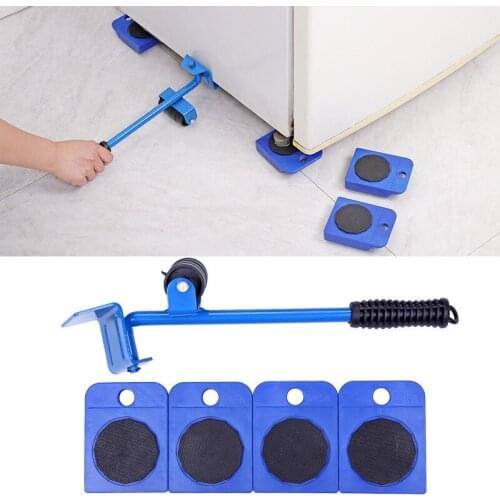 5pcs Heavy duty furniture lifter Sliders Kit 200Kg roller wheels for moving sofa cabinet table Transport helper easy mover tool