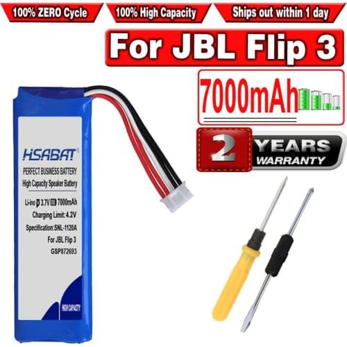 HSABAT 7000mAh Battery for JBL Flip 3 Flip 3 GRAY GSP872693 P763098 03 speaker