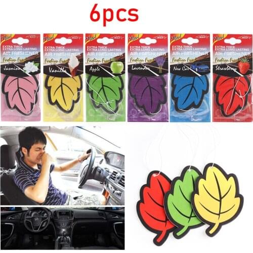 6Pcs/Lot Auto Shine Paper Hanging Car Air Freshener Vanilla perfumed/fragrance Leaf Shape Air Freshener Car Interior Accessories