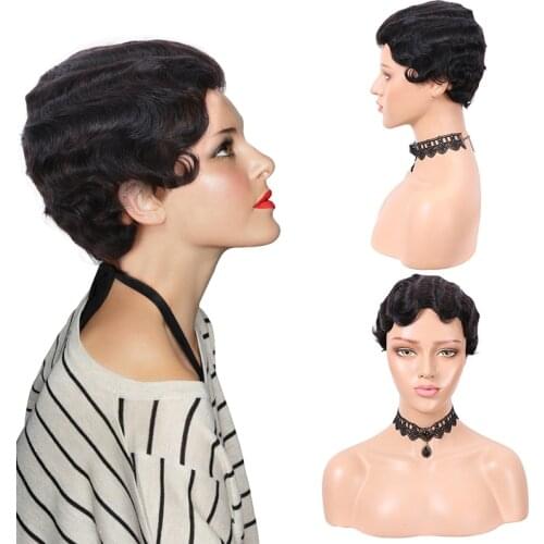 Brazilian Ocean wave short human hair wig for women blonde burgundy brown color bohemian remy No Lace wig deep wave pineapple