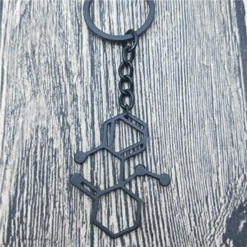 Small Ketamine Molecule Key Chains in Rectangle Multipolar Neuron Biology Gift Psychology Car Keychain Bag Keyring For Women Men