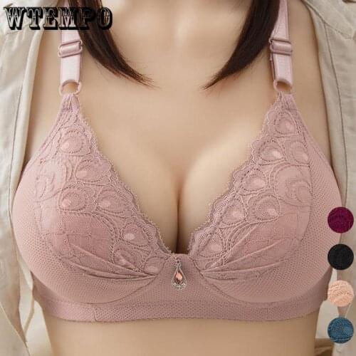 Bras for Women Push Up Bra Lace Sexy Underwear Seamless Bralette Plus Size Lingerie Wireless Soft Large Cup Female Brassiere 95C