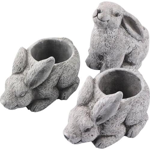 Imitation Rabbit Shaped Cement Flowerpot Home Villa Garden Yard Balcony Office Outdoor Decorative Bonsai Planter Succulents Pots