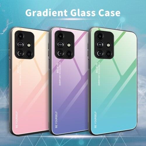 For Samsung Galaxy M31S Case Hard Tempered Glass fashion Gradient Protective Back Cover case For samsung m31s phone shell