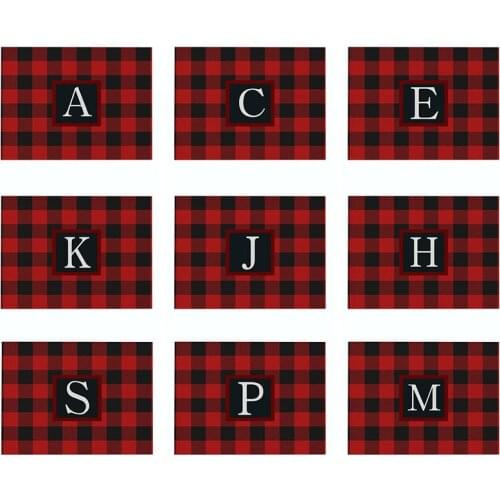 Black Letter kitchen Placemat Red Plaid Linen Table Mats Waterproof Drink Coasters Nordic Decorative Cup Mats Western Placemat