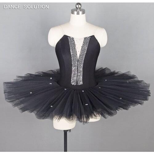 Black Pre-Professional Ballet Dance Costume Pancake Tutu for Adult Ballerina Costume Rehearsal Ballet Tutus BLL004