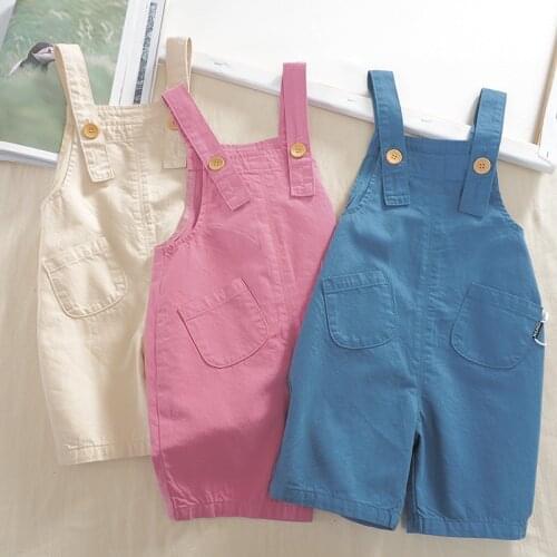 Toddler Wear Summer 2021 New Kids Pure Cotton Pants 1-8 Years Boys And Girls' Korean Capri Overalls And Jumpsuits For Children