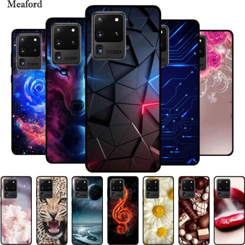 For Samsung S20 Ultra 5G Case Black Bumper Silicone TPU Soft Phone Cover For Samsung Galaxy S20 Ultra Case Cartoon Funda S 20