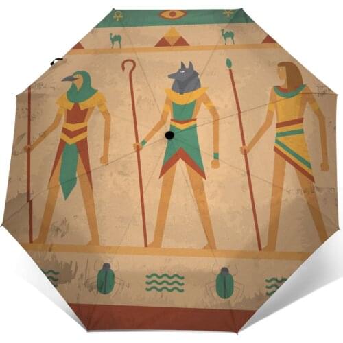 Egypt Wall Art Windproof Automatic Folding Inverted Umbrella Portable Paraguas for Man Woman
