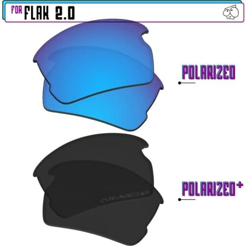 EZReplace Polarized Replacement Lenses for - Oakley Flak 2.0 Sunglasses - Black P Plus-Blue P