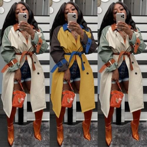 Fnoce Women's Double Breasted Trench Coats