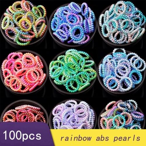 100p 10/14mm Gradient Color Flatback Half Round Pearl Craft ABS Imitation Pearl Resin Scrapbook Beads DIY Decoration accessories