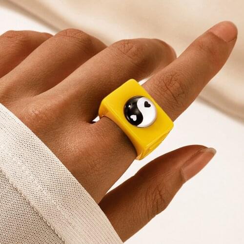 New Devils eyes Chunky Enamel Rings Trendy Colorful Geometry Finger Ring Colorful for Women Kids Ring Stacked Girls Children