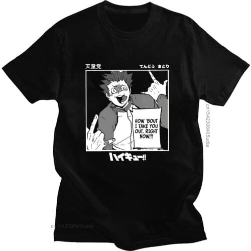 Summer Camisas Anime Character Tendou Satori Printed Fashion Trendy Cotton Tshirts Haikyuu Harajuku Tshirt Oversized Tops