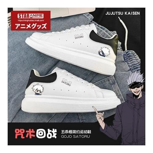 2021 HOT Jujutsu Kaisen Yuji Itadori Gojo Satoru Gym Shoes Cosplay Women Men Solid White Sneakers Sport Platform Shoes Winter