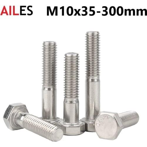 M10 External Hexagon Head Screws with Half Thread 10mm x 35 100 130 140 240 300 mm Half Tooth Hexagon Bolt 304 Stainless Steel