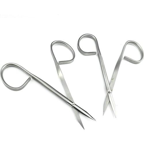 Micro Scissors Stainless Steel Nasal Plastic Tool Curved Scissors Minutely Serrate Tissue Scissors