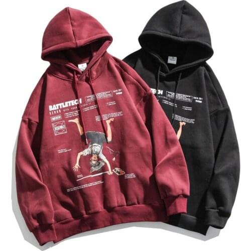 Popular Brand Hooded Retro Loose American Fashion Mens Couple Korean Style Fleece Autumn Coat