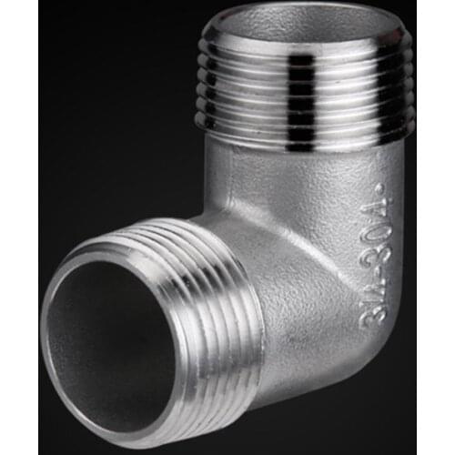 3/8" BSP Male Thread L Type 304 Stainless Steel Pipe Fitting Elbow Connector for Water Fuel Gas Tube Connection